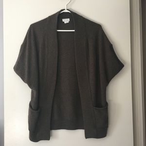 CLUB MONACO 100% Cashmere Open Front Oversized Cardigan S Pockets!